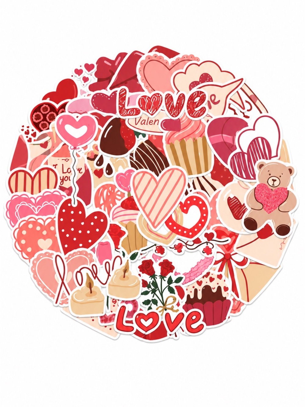 58 Pc Love & Heart Sticker Pack Romantic Cute Assorted Stickers NEW